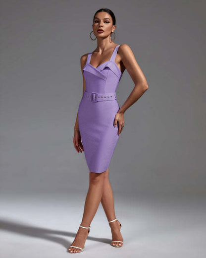 LLstyle Lavender Belted Bodycon Dress