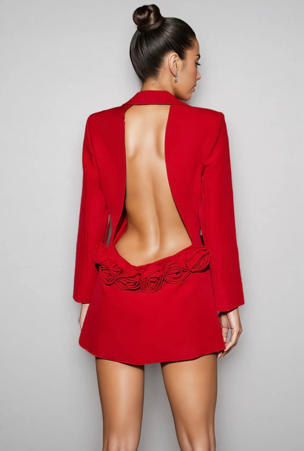 LLstyle Red Open-Back Tailored Blazer Mini Dress