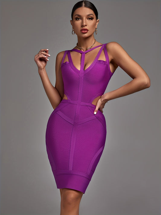 LLstyle Solid Cut Out Bodycon Dress