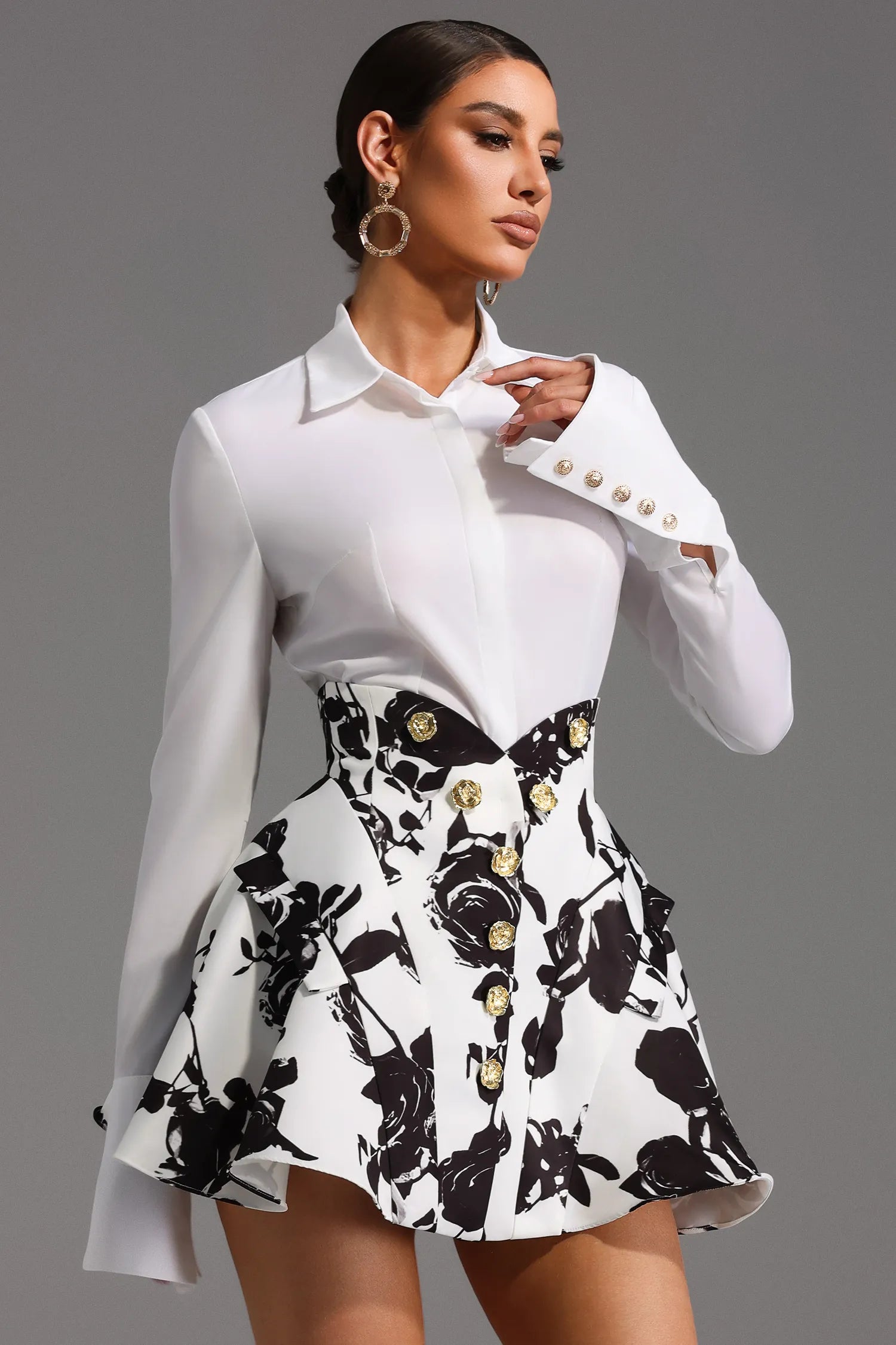 LLstyle Noir Rose Structured Mini Dress