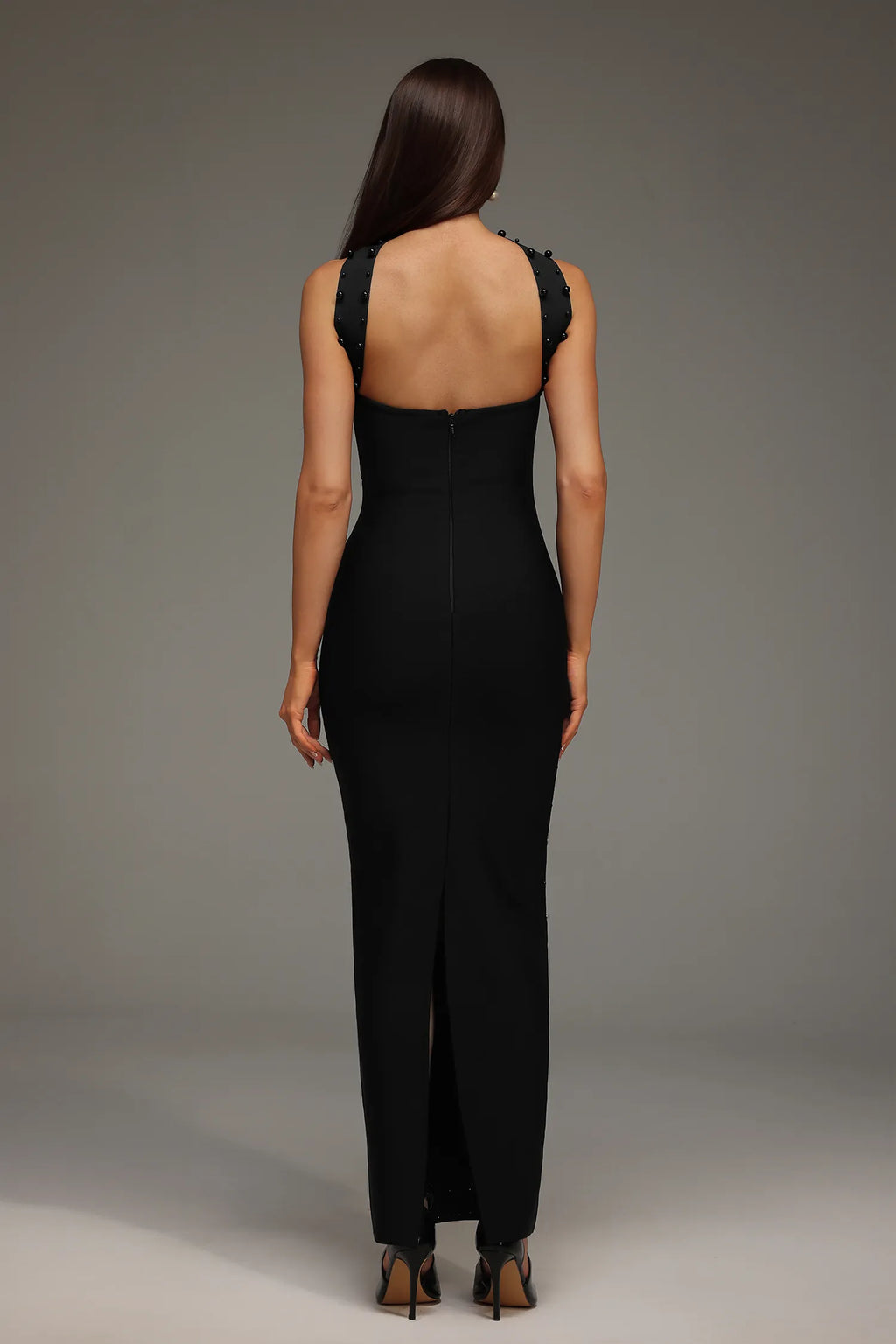 Capri Crystal Choker Strapless Maxi Dress