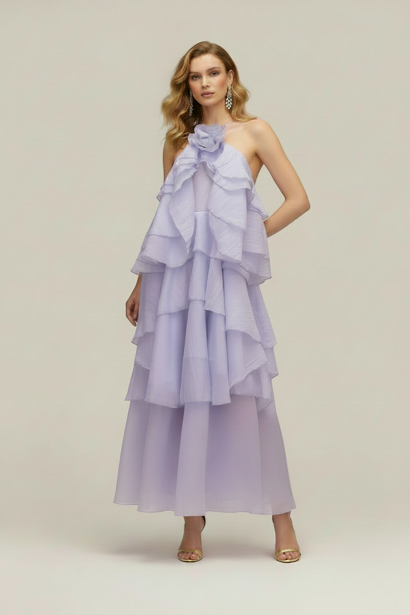 Calista Lavender Ruffled Maxi Dress