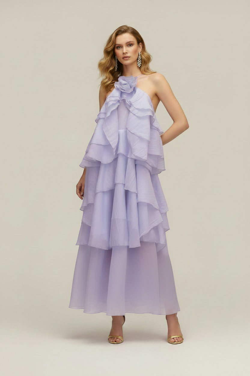 LLstyle Lavender Ruffled Maxi Dress