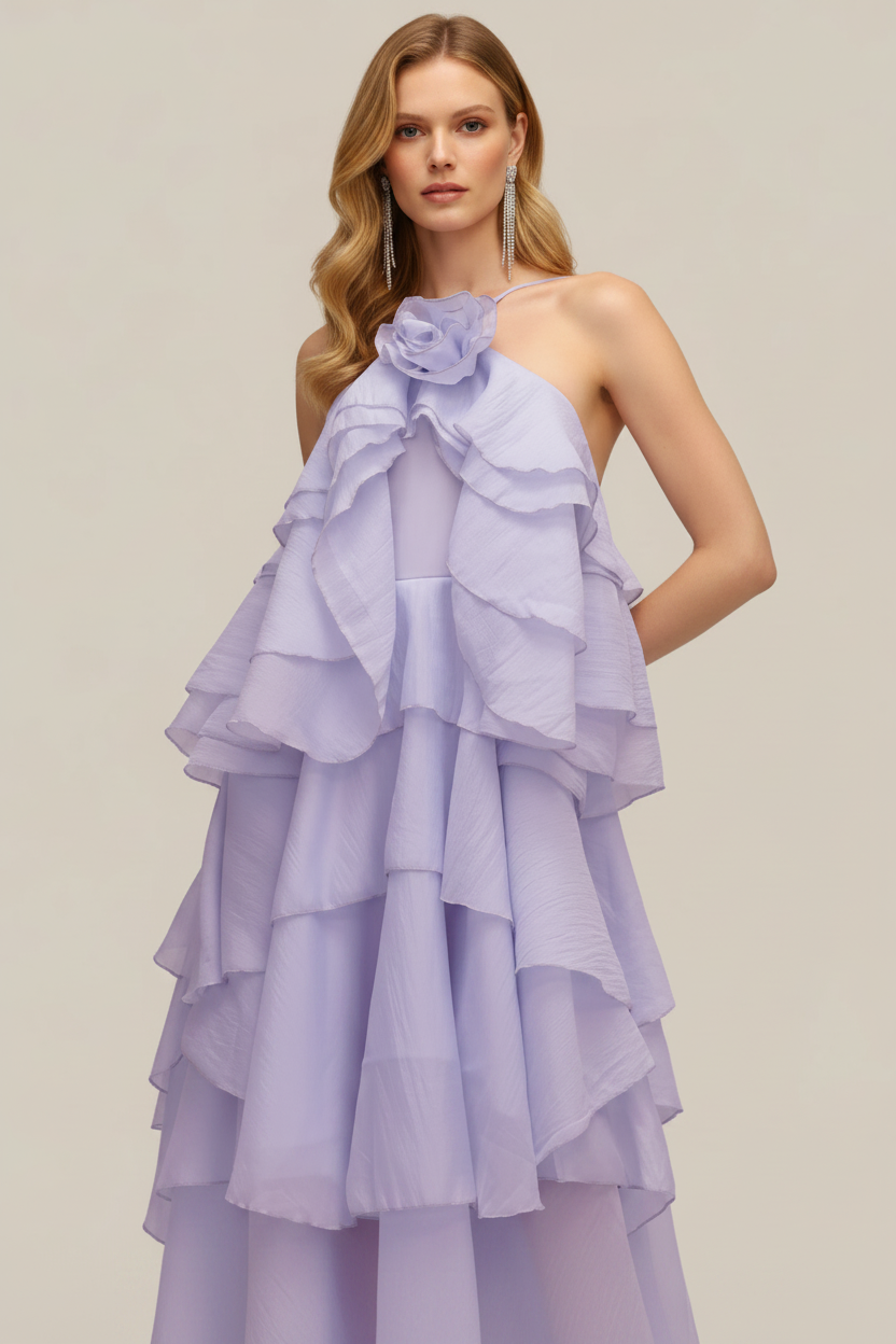 LLstyle Lavender Ruffled Maxi Dress
