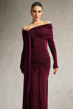 Madison Draped Off-Shoulder Maxi Dress