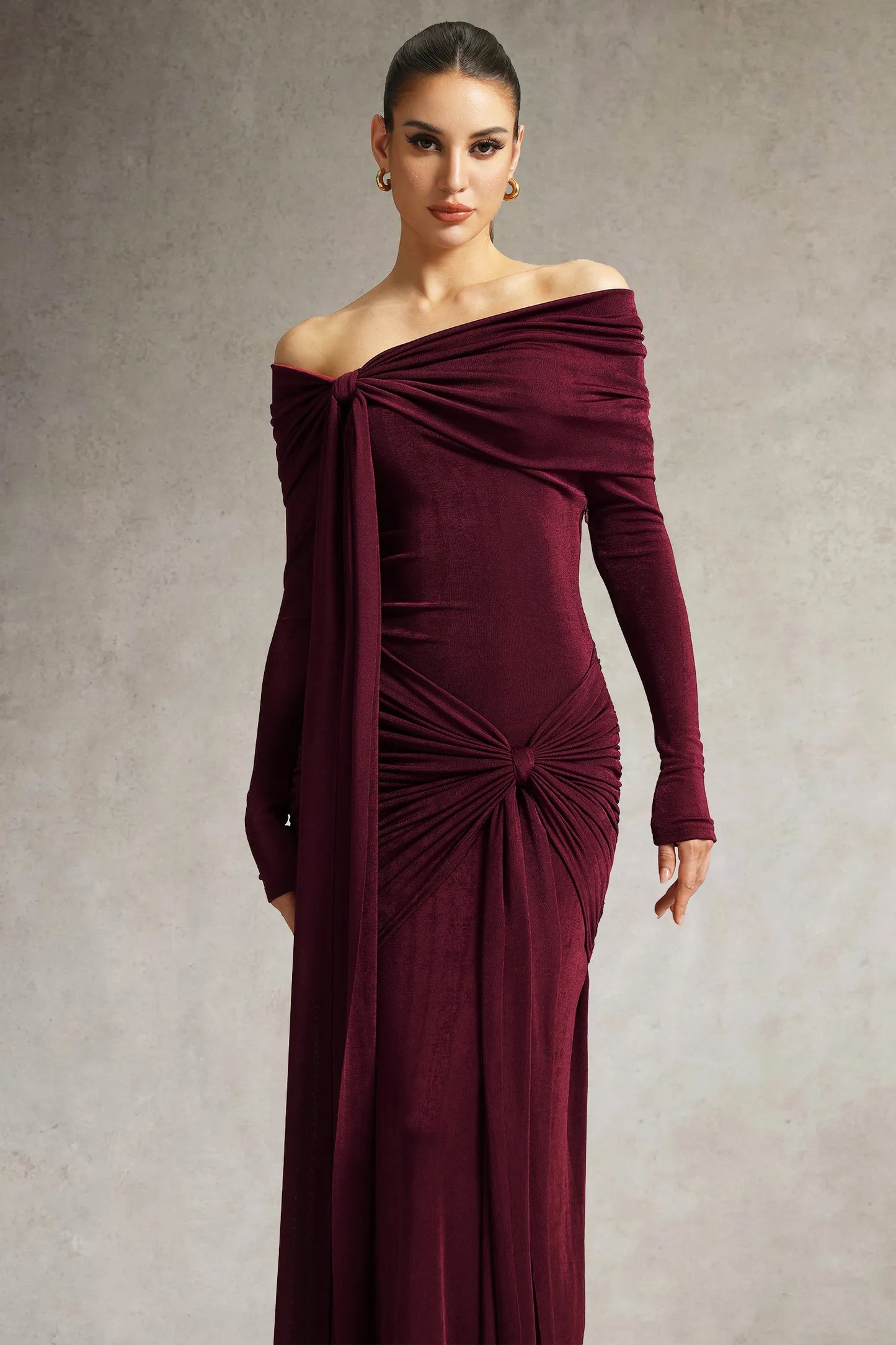 LLstyle Draped Off-Shoulder Maxi Dress