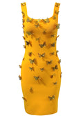 Dahlia Butterfly Appliqué Bodycon Midi Dress
