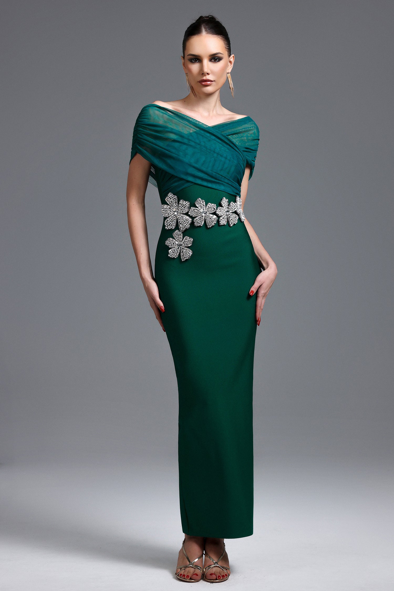 LLStyle Long Green Short-Sleeve Dress