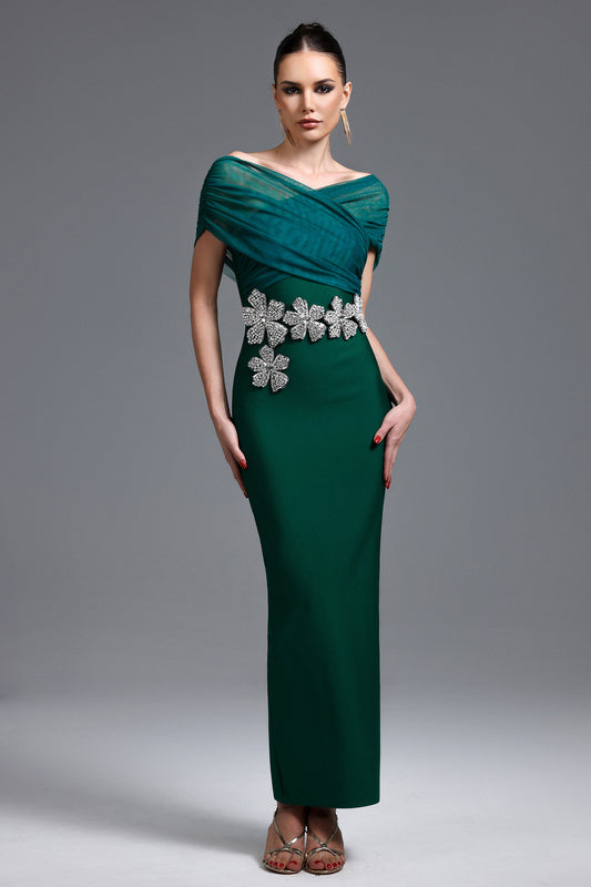 LLStyle Long Green Short-Sleeve Dress