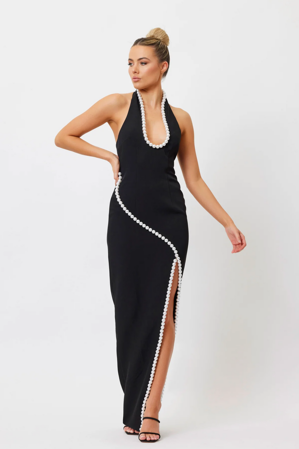 Alessandra Pearl Halter Maxi Dress