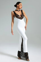 Dua White & Black Lace Maxi Dress