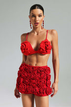 Brielle 3D Rose Mini Skirt Set