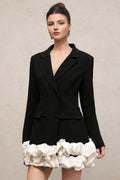 LLstyle Black Blazer Mini Dress with Ruffle Hem