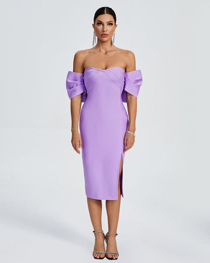 LLstyle Lavender Off Shoulder Midi Dress
