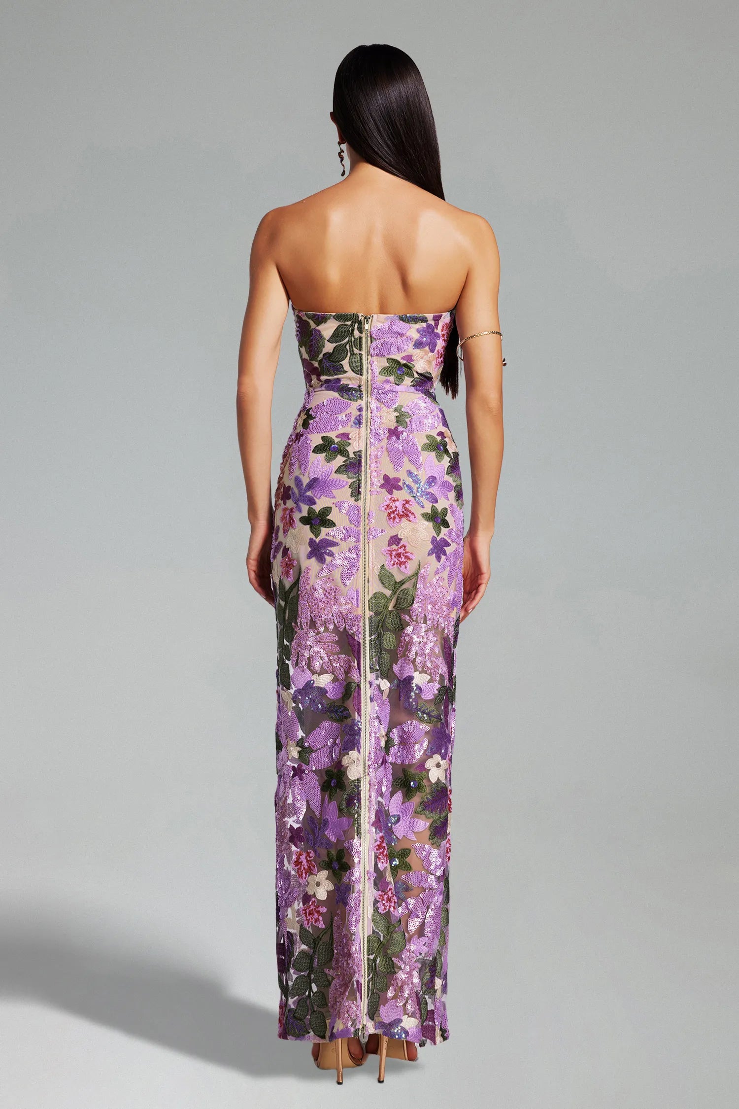 LLstyle Floral Sequin Elegance Gown