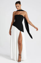 Elara Black & White Maxi Dress