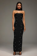 Capri Crystal Choker Strapless Maxi Dress