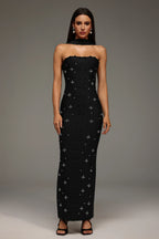 Capri Crystal Choker Strapless Maxi Dress