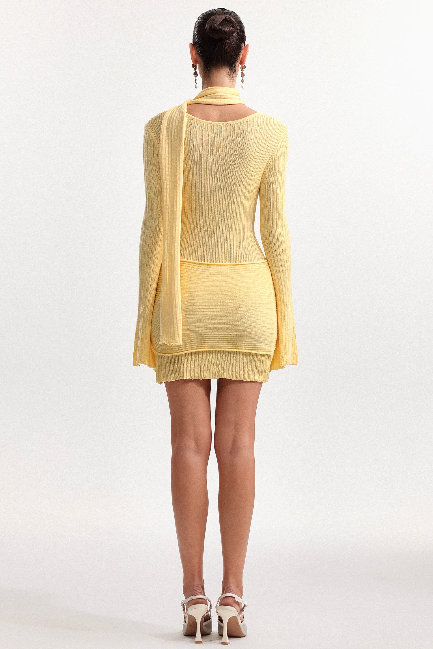 LLstyle Draped Knit Mini Dress with Scarf Detail