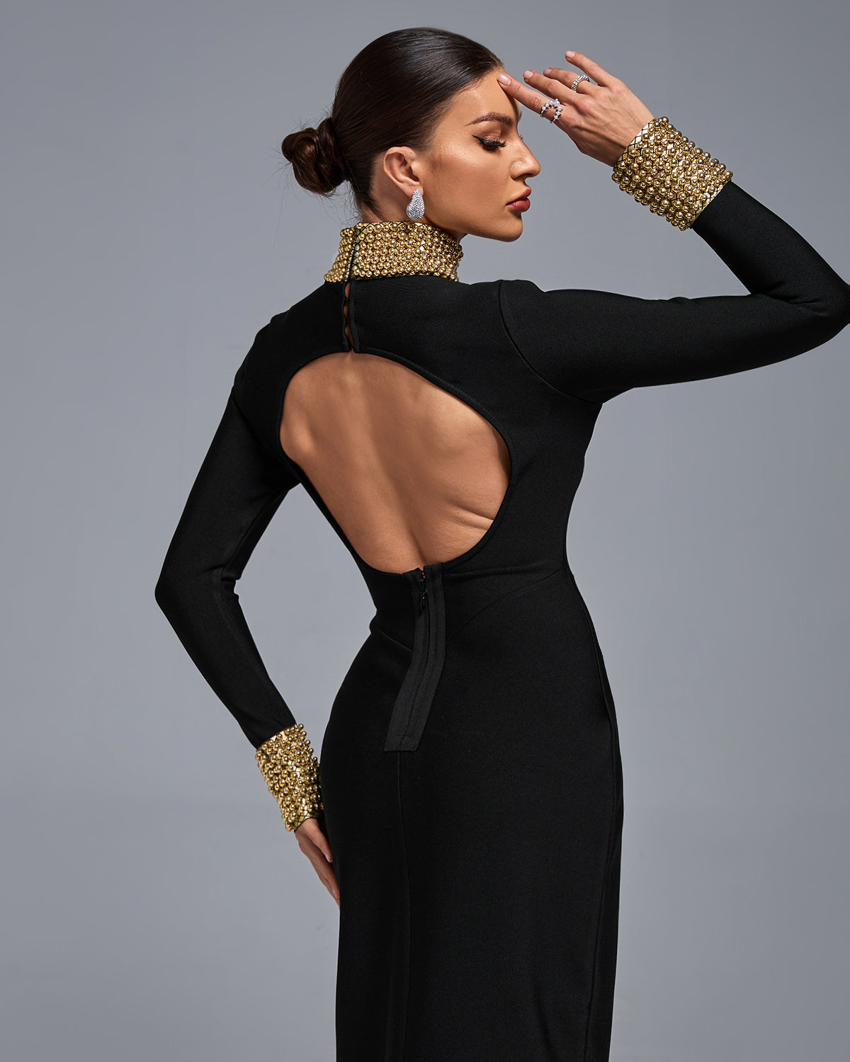 LLstyle Luxe Open-Back Black Evening Dress