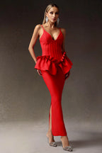 Leighton Red Ruffle Maxi Dress
