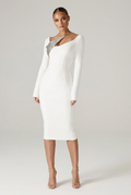 Vanessa White Crystal Accent Bodycon Dress