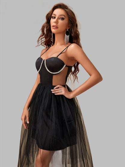LLstyle Bustier Tulle Decor Cami Dress
