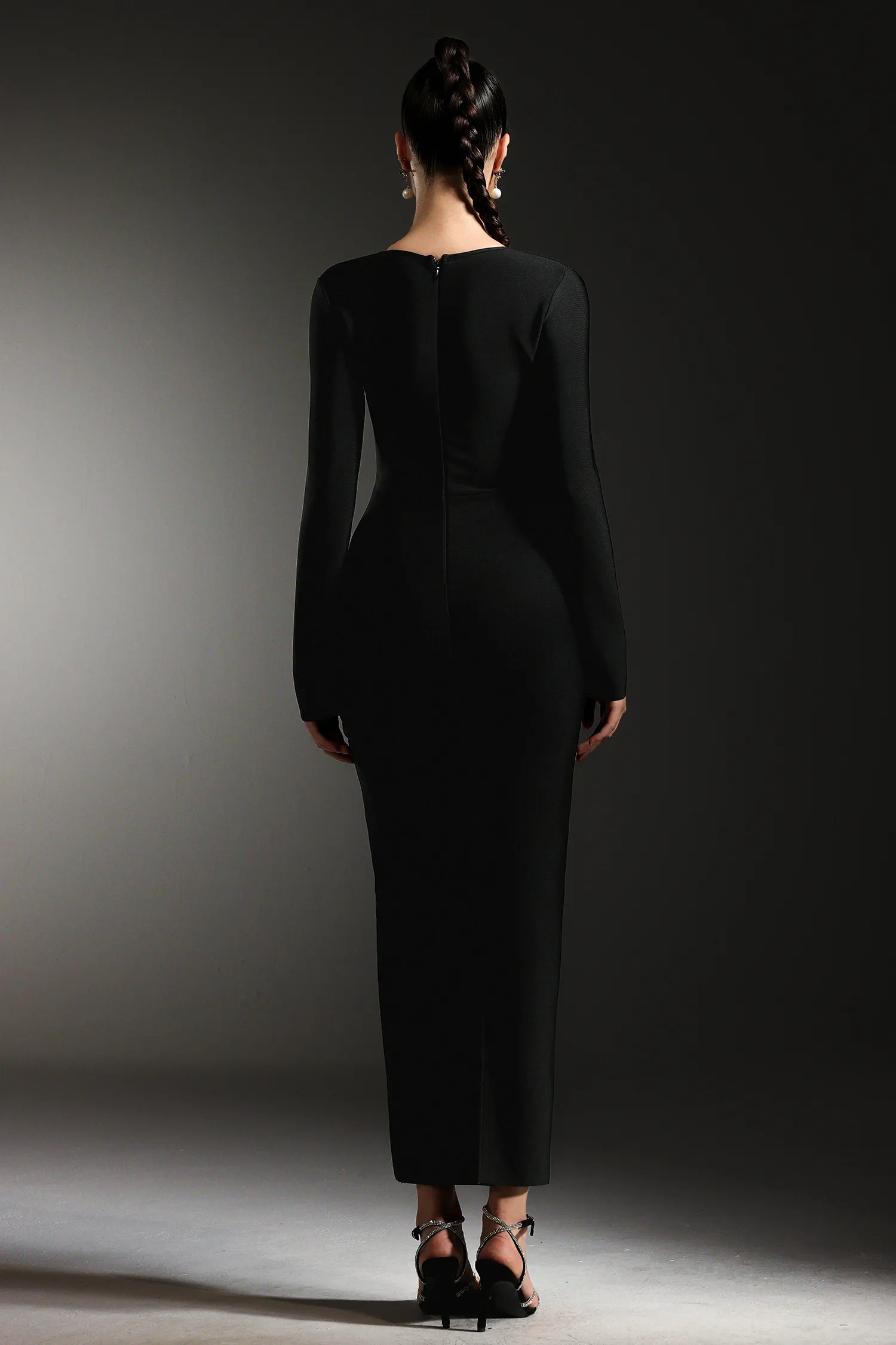 LLstyle Embellished Corset Gown with Long Sleeves