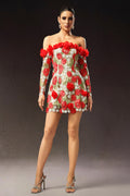 LLstyle Floral Appliqué Off-Shoulder Mini Dress