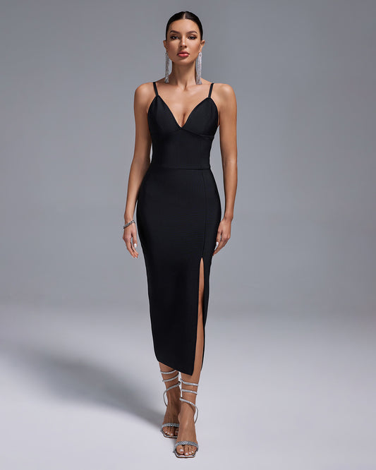 LLstyle Black Slim-Fit Maxi Dress