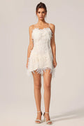 Wynter Feather-Embellished Mini Dress