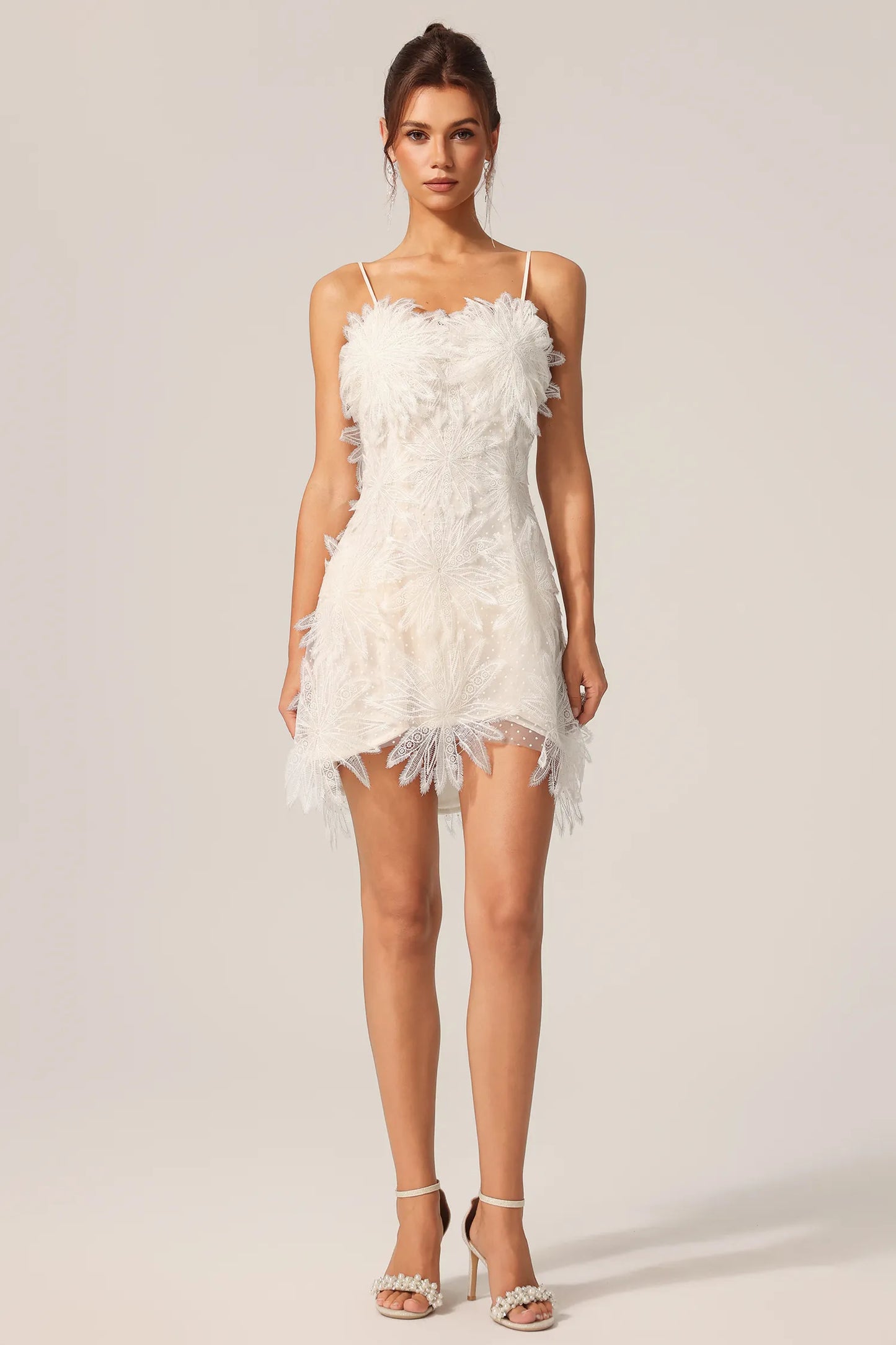 LLstyle Feather-Embellished Mini Dress