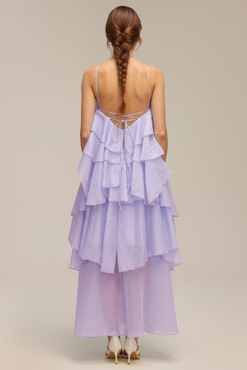 LLstyle Lavender Ruffled Maxi Dress