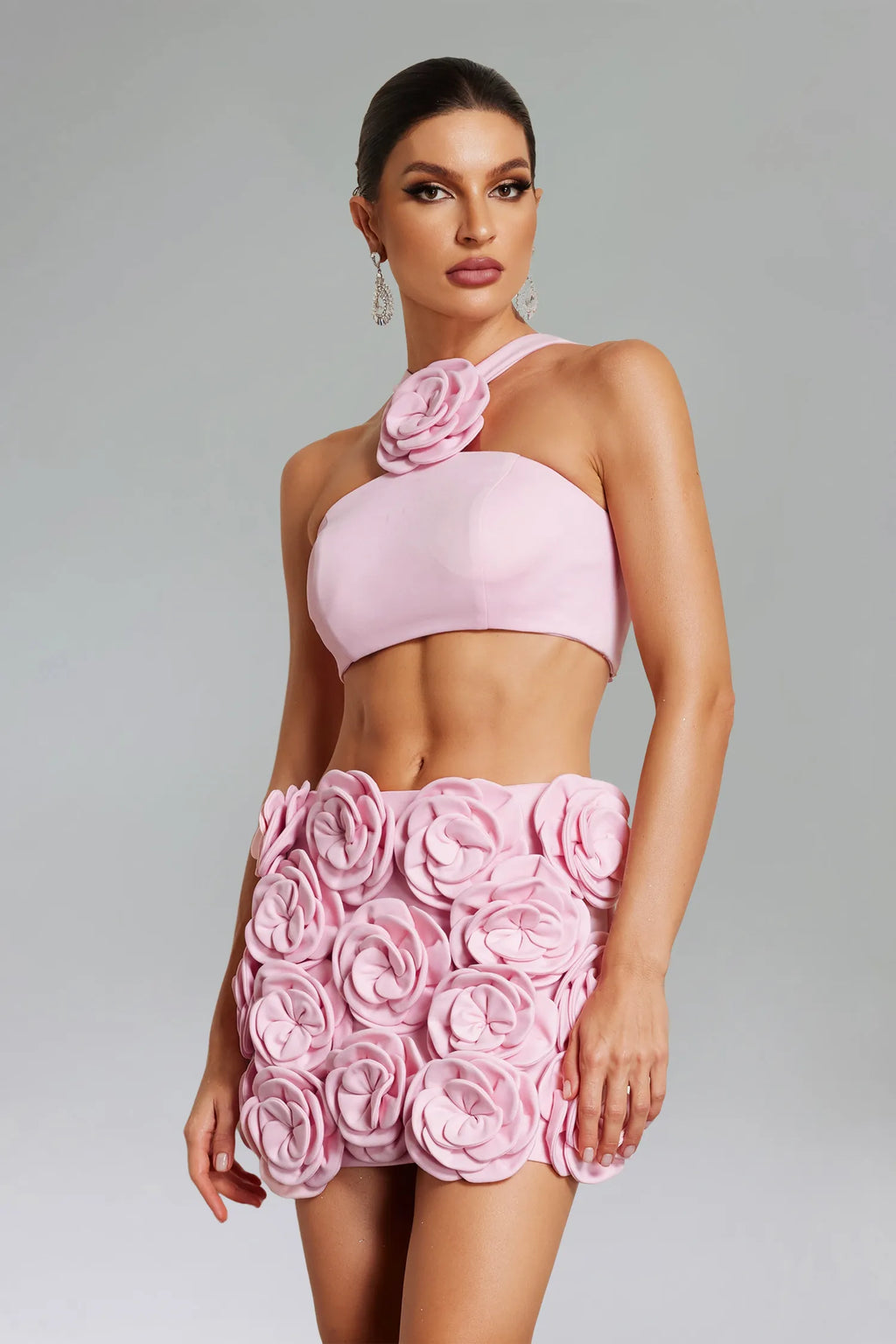 LLstyle Women Sexy Tank Flower Backless Mini Set