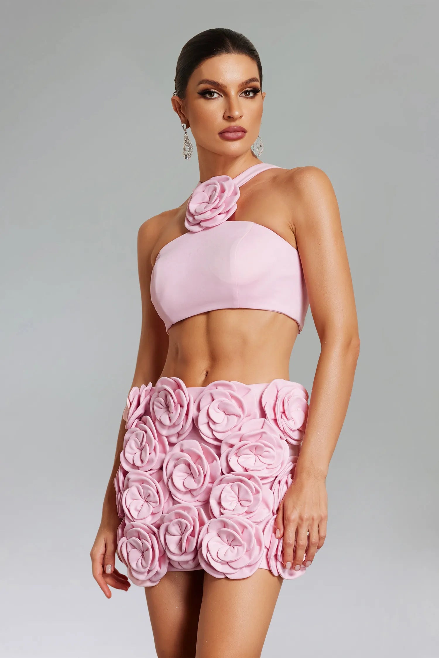 LLstyle Women Sexy Tank Flower Backless Mini Set