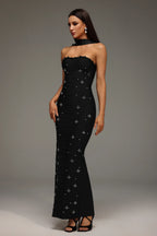 Capri Crystal Choker Strapless Maxi Dress
