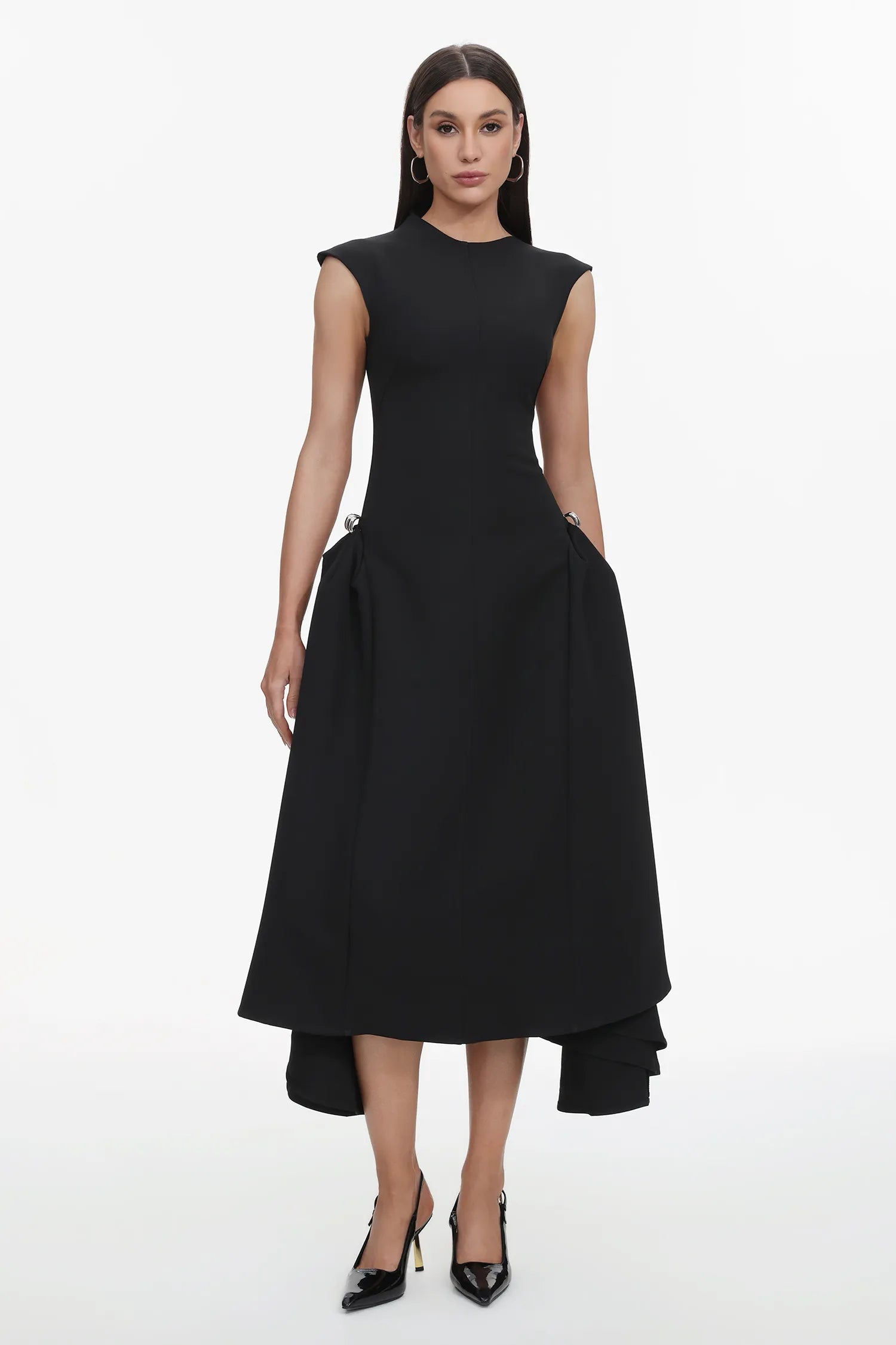 Llstyle Black Structured Midi Dress