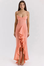 Lana Ruffled Slit Maxi Dress