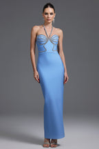 Dakota Embellished Halter Bandage Maxi Dress