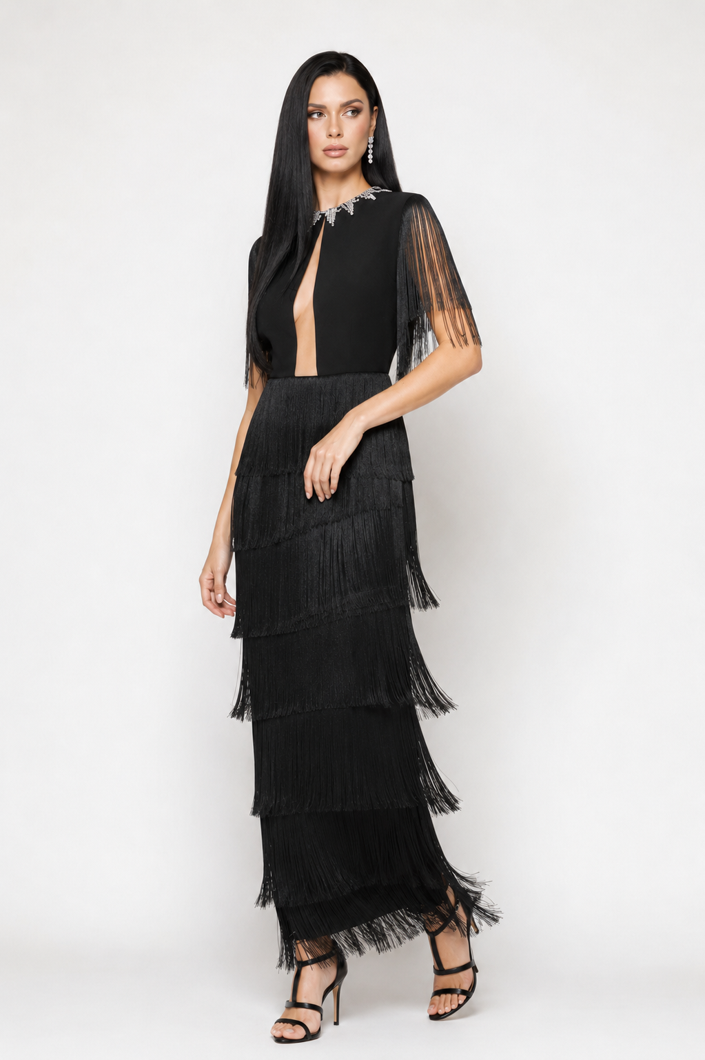 Black Fringe Elegance Dress