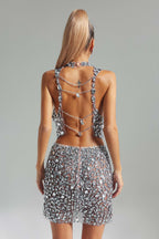Monroe Crystal Illusion Backless Mini Dress