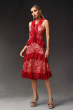 Megan Ruffled Lace Midi Dress