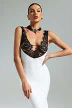 Dua White & Black Lace Maxi Dress
