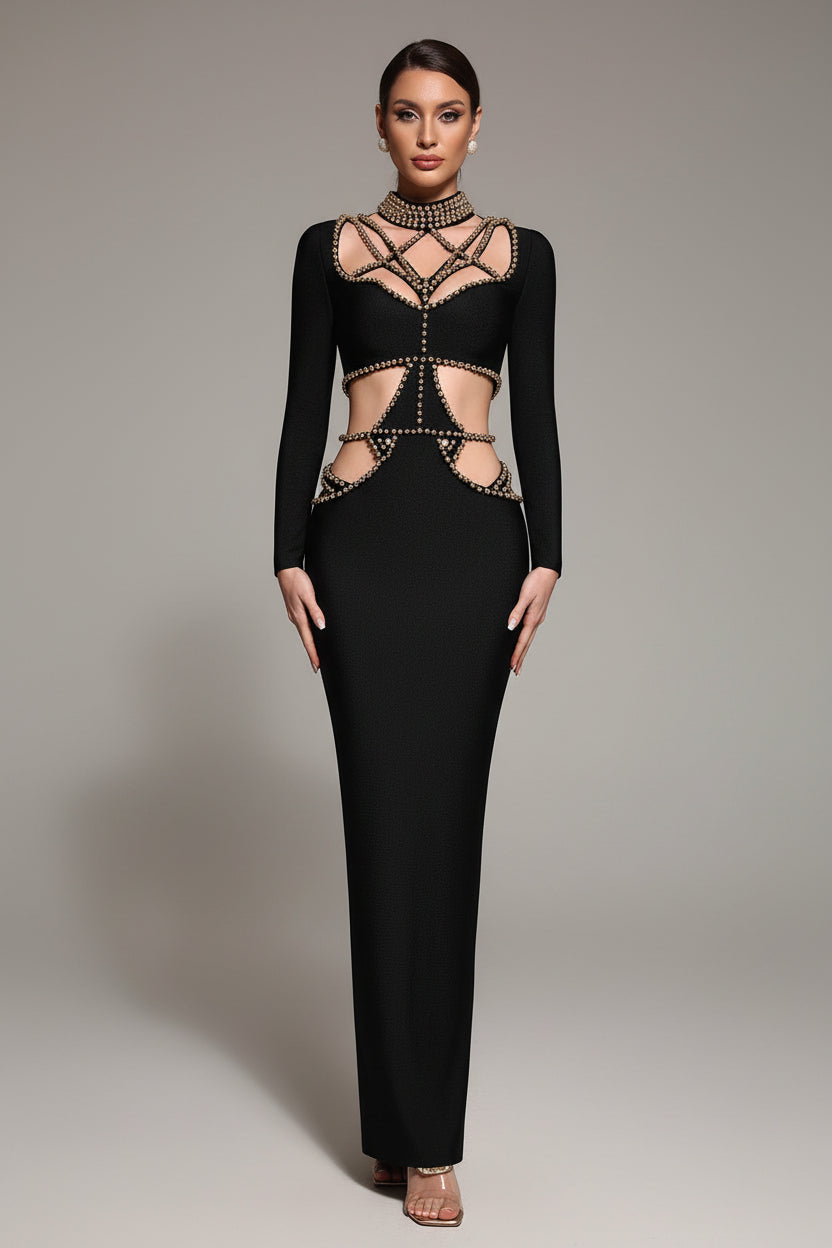 Embellished Cutout Evening Gown