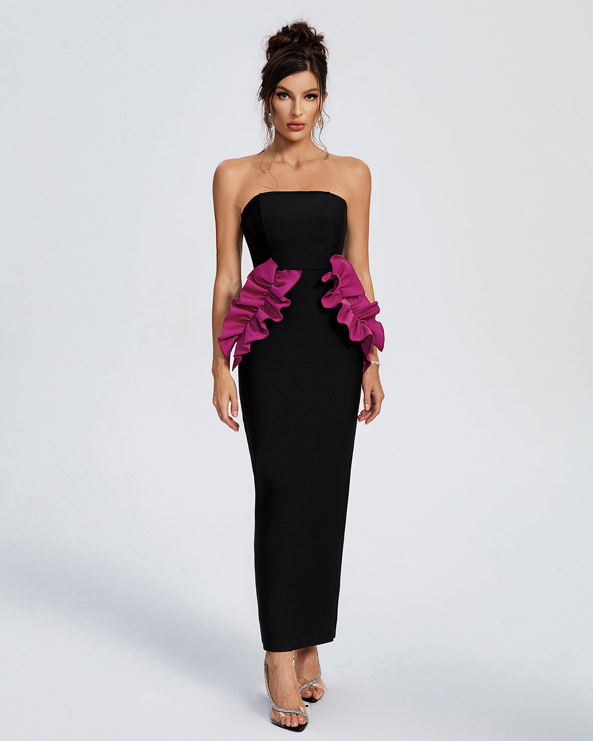 LLstyle Red 3D Rose Cut-Out Gown