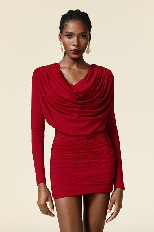 LLstyle Draped Long-Sleeve Mini Dress