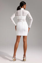 Marbella Sheer Striped Bandage Mini Dress