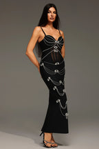 Ivory Crystal Chainl Maxi Dress