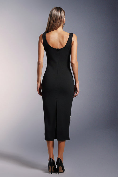 Twilight Crystal Floral Bandage Midi Dress