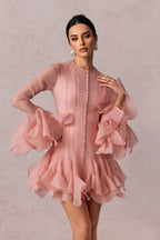 Chiama Blush Ruffle Mini Dress
